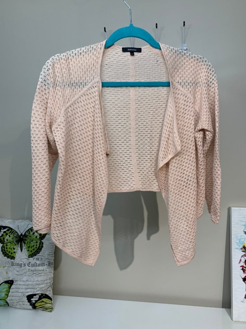 RW&CO. Peach Bolero-Style Knit Jacket Size Medium
